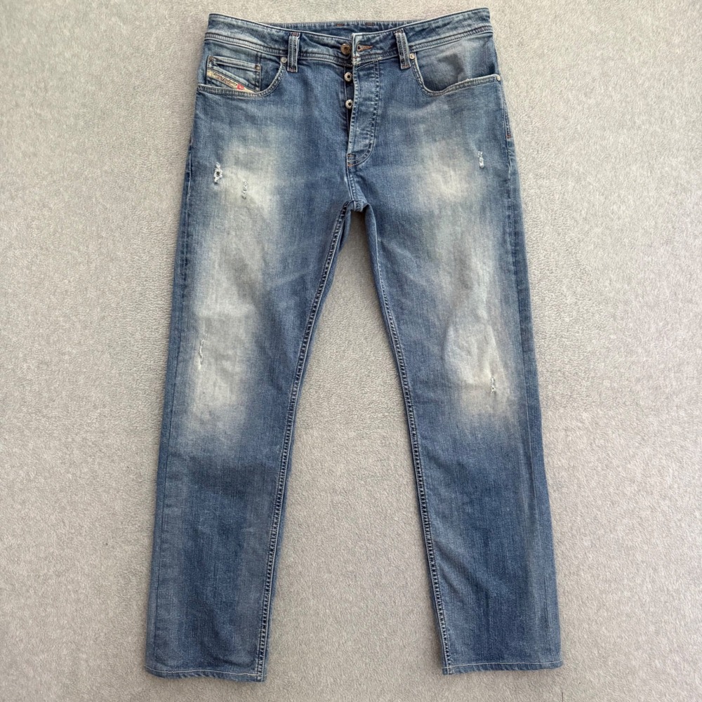 Diesel Larkee-Relaxed Jeans Mens 33x30 Blue Wash Comfort Straight Distressed - Picture 2 of 11